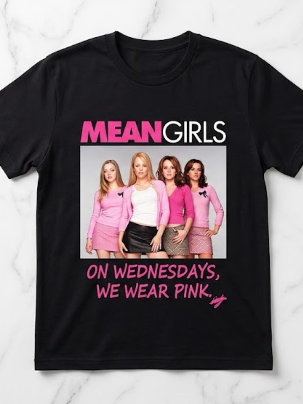 Mean Girls Women’s' Graphic Tee - Black with Pink Print